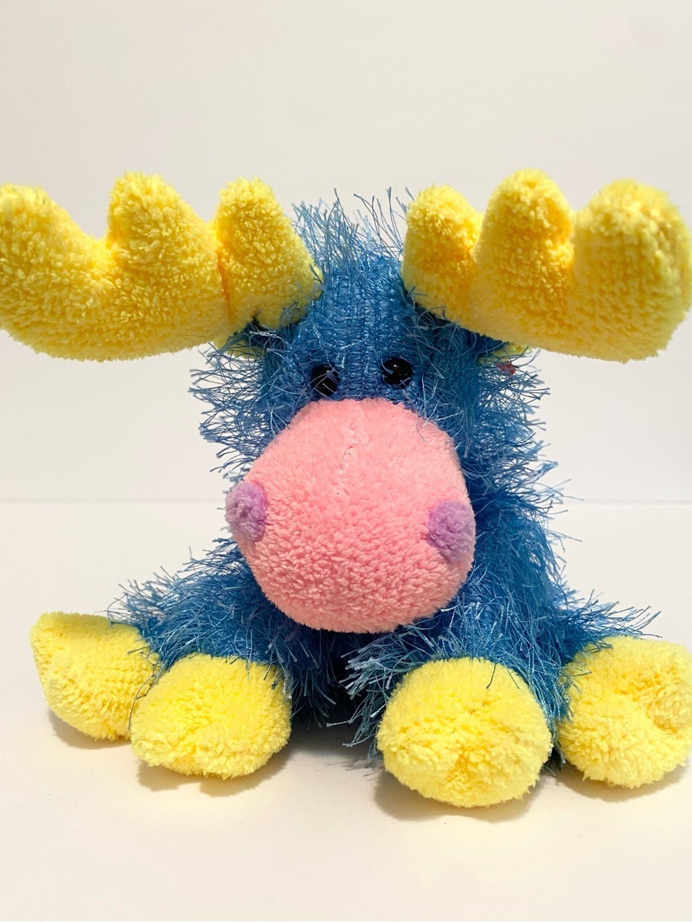 Ty Punkies 2003 Reindeer Plush Beanie Baby Toy Stuffed Animal Blue Yellow Lovey